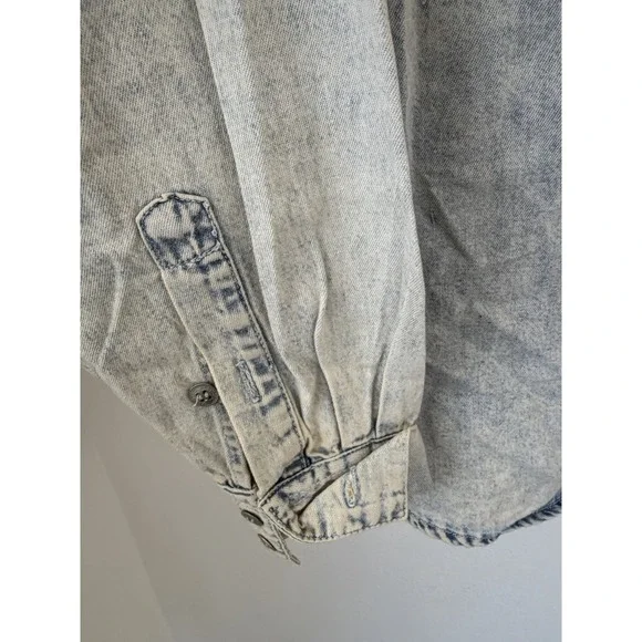 Jordache Vintage NWT Light Wash Denim Button Down Shirt 90's Western Size Small - Picture 5 of 9